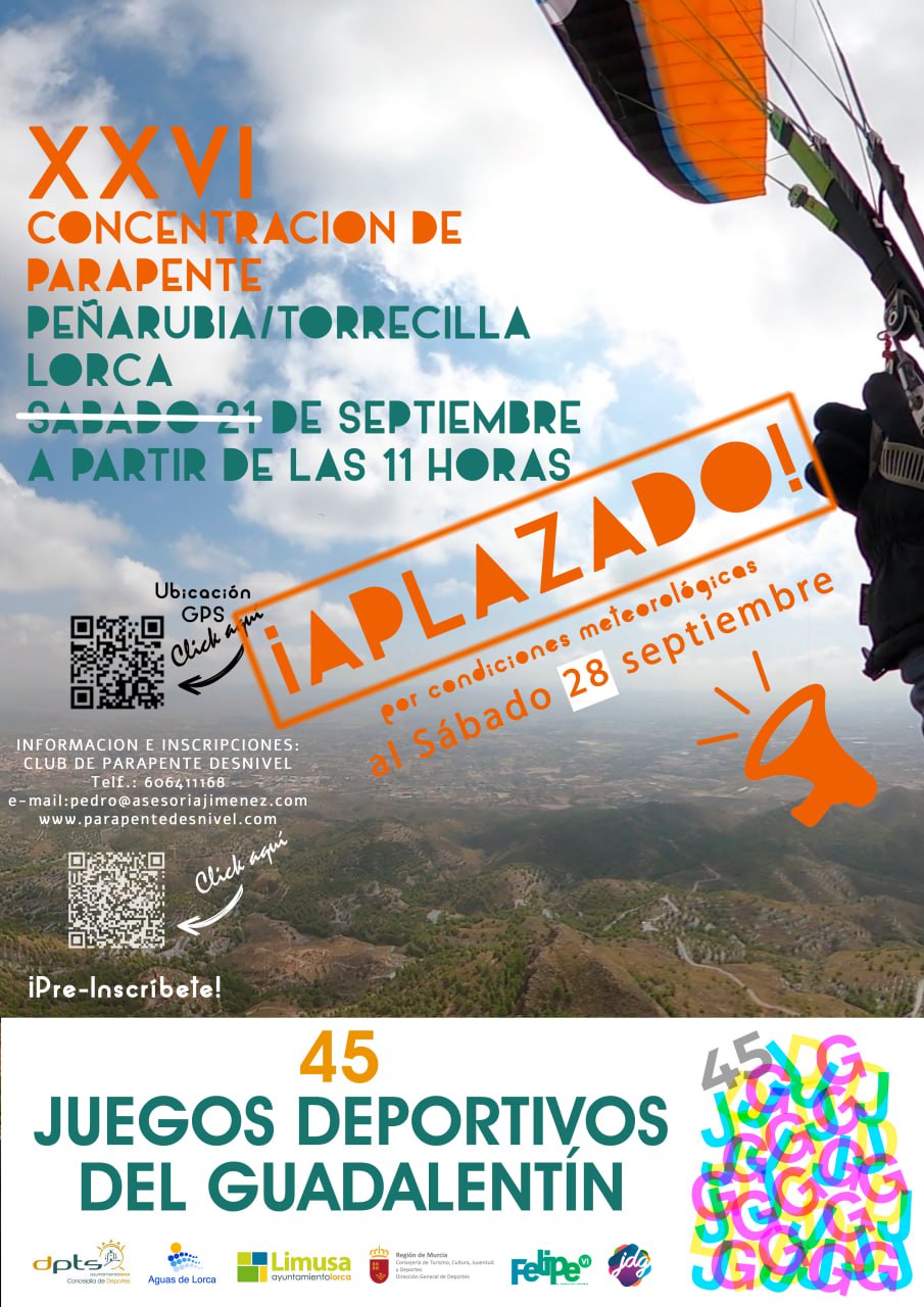 Cartel concentracion Parapente Desnivel Lorca Peñarrubia 2024
