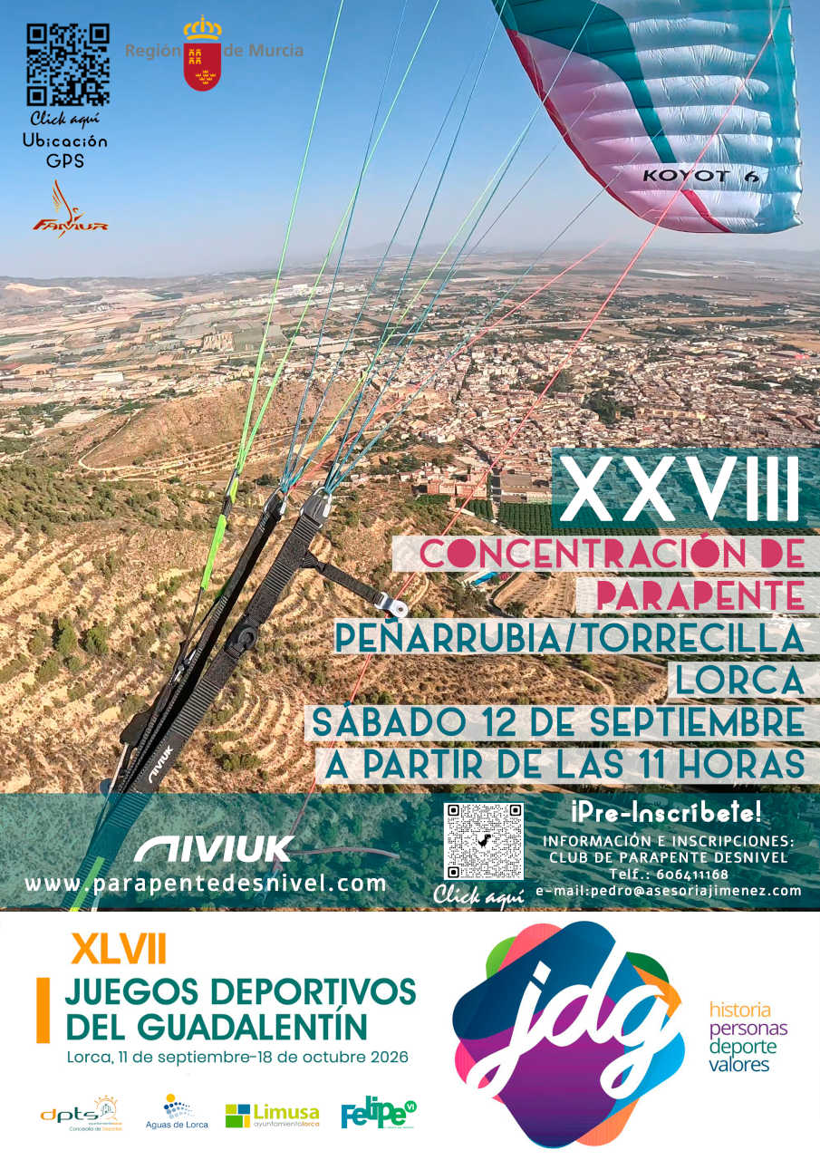 Cartel concentracion Parapente Desnivel Lorca Peñarrubia 2025