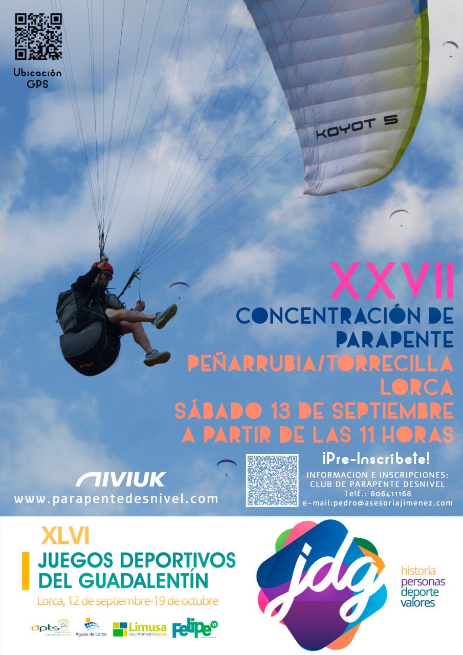 Cartel concentracion Parapente Desnivel Lorca Peñarrubia 2025